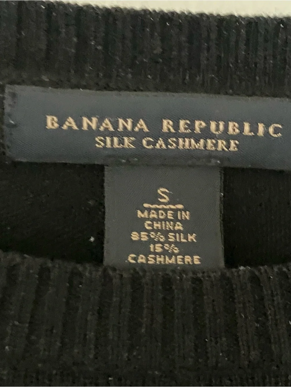 Banana Republic Luxury Blend Black Sweater Cotton Silk Cashmere Mens Size Small